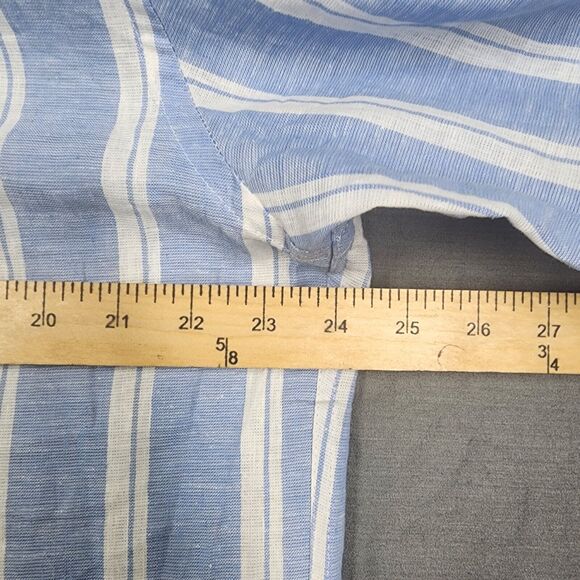 Sartoria ASA Men Button-Up Slim Fit XXL Blue Striped 100% Linen - Picture 10 of 11